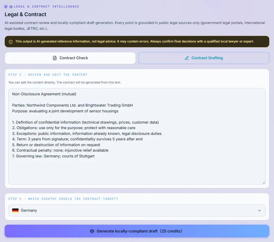 Contract drafting: outline, then generate